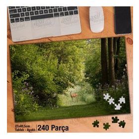 Asil Hobi Orman Yolunda Ceylan-Ağaçlar-Manzara Yapboz-Ayak Destekli Çerçeveli 240 Parça Puzzle