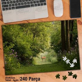 Asil Hobi Orman Yolunda Ceylan-Ağaçlar-Manzara Yapboz-Ayak Destekli Çerçeveli 240 Parça Puzzle