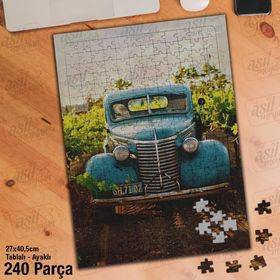 Asil Hobi Otomobil-Araba-Bağbozumu-Antika Yapboz-Ayak Destekli Çerçeveli 240 Parça Puzzle