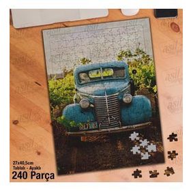 Asil Hobi Otomobil-Araba-Bağbozumu-Antika Yapboz-Ayak Destekli Çerçeveli 240 Parça Puzzle