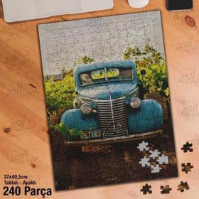 Asil Hobi Otomobil-Araba-Bağbozumu-Antika Yapboz-Ayak Destekli Çerçeveli 240 Parça Puzzle
