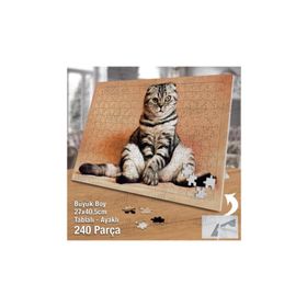 Asil Hobi Oturan Yavru Kedi-Evcil Hayvan Yapboz-Ayak Destekli Çerçeveli 240 Parça Puzzle
