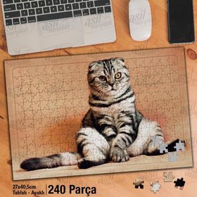 Asil Hobi Oturan Yavru Kedi-Evcil Hayvan Yapboz-Ayak Destekli Çerçeveli 240 Parça Puzzle