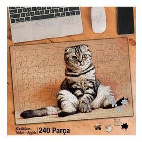 Asil Hobi Oturan Yavru Kedi-Evcil Hayvan Yapboz-Ayak Destekli Çerçeveli 240 Parça Puzzle