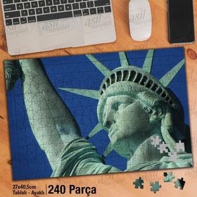 Asil Hobi Özgürlük Anıtı New York City-Şehir Yapboz-Ayak Destekli Çerçeveli 240 Parça Puzzle