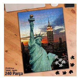 Asil Hobi Özgürlük Heykeli-New York-Şehir Yapboz-Ayak Destekli Çerçeveli 240 Parça Puzzle
