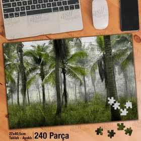 Asil Hobi Palmiye Ağaçları-Orman-Sis-Doğa Yapboz-Ayak Destekli Çerçeveli 240 Parça Puzzle