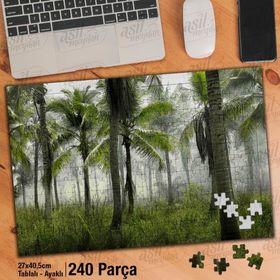 Asil Hobi Palmiye Ağaçları-Orman-Sis-Doğa Yapboz-Ayak Destekli Çerçeveli 240 Parça Puzzle