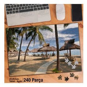 Asil Hobi Palmiye Ağaçları-Sahil-Deniz-Manzara Yapboz-Ayak Destekli Çerçeveli 240 Parça Puzzle