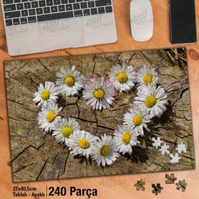 Asil Hobi Papatya-Kalp-Aşk-Sevgi-Doğa Yapboz-Ayak Destekli Çerçeveli 240 Parça Puzzle