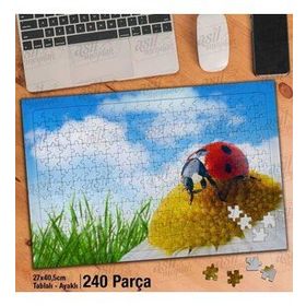 Asil Hobi Papatya Üzerinde Uğur Böceği-Şans Yapboz-Ayak Destekli Çerçeveli 240 Parça Puzzle