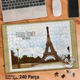 Asil Hobi Paris-Eyfel Kulesi-Çizim Yapboz-Ayak Destekli Çerçeveli 240 Parça Puzzle