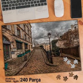 Asil Hobi Paris-Montmartre-Arnavut Kaldırımı Yapboz-Ayak Destekli Çerçeveli 240 Parça Puzzle