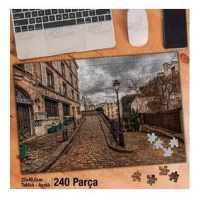 Asil Hobi Paris-Montmartre-Arnavut Kaldırımı Yapboz-Ayak Destekli Çerçeveli 240 Parça Puzzle