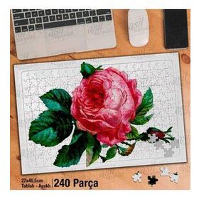 Asil Hobi Pembe Gül-Çiçek-Bitki-Çizim Yapboz-Ayak Destekli Çerçeveli 240 Parça Puzzle