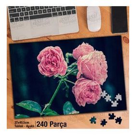 Asil Hobi Pembe Güller-Çiçek-Bitki-Peyzaj Yapboz-Ayak Destekli Çerçeveli 240 Parça Puzzle