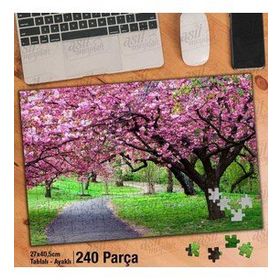 Asil Hobi Pembe Kiraz Ağacı Çiçekleri-Yürüyüş Yolu Yapboz-Ayak Destekli Çerçeveli 240 Parça Puzzle