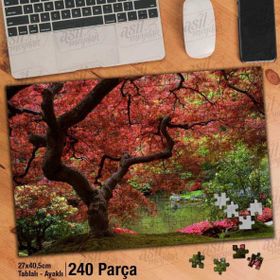 Asil Hobi Pembe Yapraklı Ağaç-Doğa-Tabiat-Orman Yapboz-Ayak Destekli Çerçeveli 240 Parça Puzzle