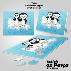 Asil Hobi Penguen Ailesi Yapboz-Ayak Destekli Çerçeveli 42 Parça Puzzle