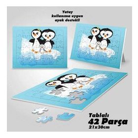 Asil Hobi Penguen Ailesi Yapboz-Ayak Destekli Çerçeveli 42 Parça Puzzle