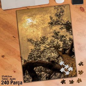Asil Hobi Perspektif-Ağaç-Yaprakları-Gökyüzü Yapboz-Ayak Destekli Çerçeveli 240 Parça Puzzle