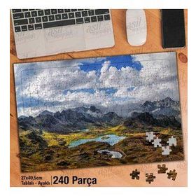 Asil Hobi Peyzaj-Dağlar-Göl-Bulutlar-Manzara Yapboz-Ayak Destekli Çerçeveli 240 Parça Puzzle