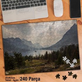 Asil Hobi Peyzaj-Panorama-Manzara-Bulutlar-Göl Yapboz-Ayak Destekli Çerçeveli 240 Parça Puzzle