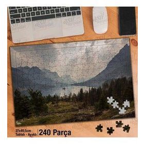 Asil Hobi Peyzaj-Panorama-Manzara-Bulutlar-Göl Yapboz-Ayak Destekli Çerçeveli 240 Parça Puzzle
