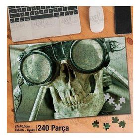 Asil Hobi Pilot-Kurukafa-Gözlük-Kemik Yapboz-Ayak Destekli Çerçeveli 240 Parça Puzzle