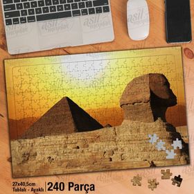 Asil Hobi Piramit-Mısır-Tapınak-Gün Doğumu Yapboz-Ayak Destekli Çerçeveli 240 Parça Puzzle