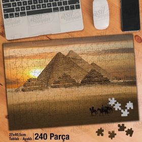 Asil Hobi Piramitler-Mısır-Kum-Gün Batımı Yapboz-Ayak Destekli Çerçeveli 240 Parça Puzzle