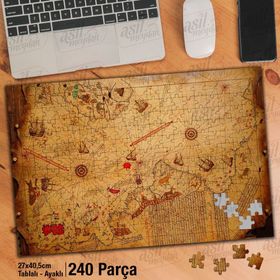 Asil Hobi Piri Reis Haritası Yapboz-Ayak Destekli Çerçeveli 240 Parça Puzzle