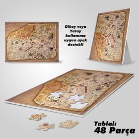 Asil Hobi Piri Reis Haritası Yapboz-Ayak Destekli Laminasyonlu Çerçeveli 42 Parça Puzzle