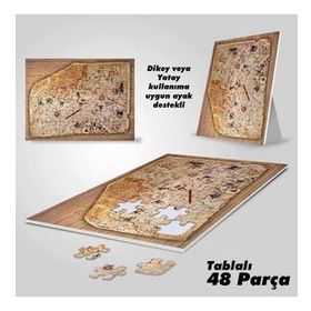 Asil Hobi Piri Reis Haritası Yapboz-Ayak Destekli Laminasyonlu Çerçeveli 42 Parça Puzzle