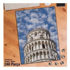 Asil Hobi Pisa Kulesi-Gökyüzü-Manzara-Mimari Yapboz-Ayak Destekli Çerçeveli 240 Parça Puzzle