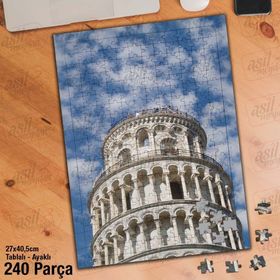 Asil Hobi Pisa Kulesi-Gökyüzü-Manzara-Mimari Yapboz-Ayak Destekli Çerçeveli 240 Parça Puzzle