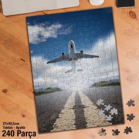Asil Hobi Pistten Kalkış Yapan Uçak-Gökyüzü-Yapboz-Ayak Destekli 240 Parça Puzzle