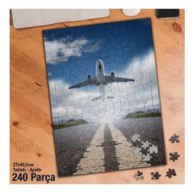Asil Hobi Pistten Kalkış Yapan Uçak-Gökyüzü-Yapboz-Ayak Destekli 240 Parça Puzzle