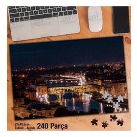 Asil Hobi Ponte Vecchio Arno Nehri-Floransa-İtalya Yapboz-Ayak Destekli Çerçeveli 240 Parça Puzzle