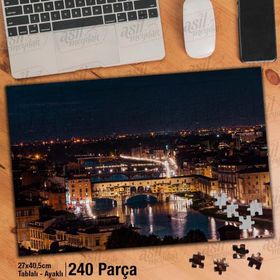 Asil Hobi Ponte Vecchio Arno Nehri-Floransa Yapboz-Ayak Destekli Çerçeveli 240 Parça Puzzle
