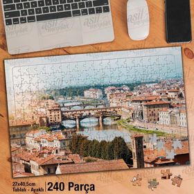 Asil Hobi Ponte Vecchio Arno Nehri-Floransa Yapboz-Ayak Destekli Çerçeveli 240 Parça Puzzle