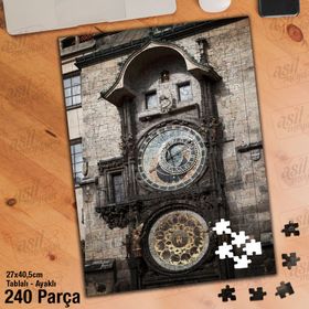 Asil Hobi Prag Astronomi Saati-Çek Cumhuriyeti Yapboz-Ayak Destekli Çerçeveli 240 Parça Puzzle