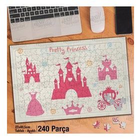 Asil Hobi Prenses Tacı Ve Elbisesi-Şato-Kale Yapboz-Ayak Destekli Çerçeveli 240 Parça Puzzle