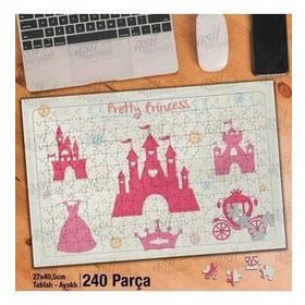 Asil Hobi Prenses Tacı Ve Elbisesi-Şato-Kale Yapboz-Ayak Destekli Çerçeveli 240 Parça Puzzle