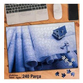 Asil Hobi Projeler-Maket Ev-Anahtar-Emlak Yapboz-Ayak Destekli Çerçeveli 240 Parça Puzzle