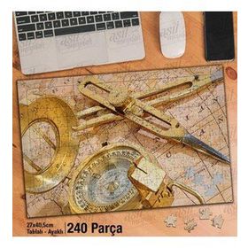 Asil Hobi Pusula-Dünya Harita-Pergel Yapboz-Ayak Destekli Çerçeveli 240 Parça Puzzle