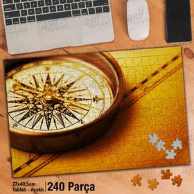 Asil Hobi Pusula-Gemicilik-Yön-Antik Yapboz-Ayak Destekli Çerçeveli 240 Parça Puzzle