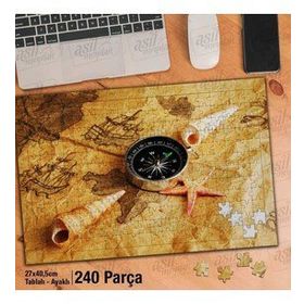 Asil Hobi Pusula-Harita-Deniz Yıldızı Yapboz-Ayak Destekli Çerçeveli 240 Parça Puzzle
