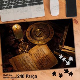 Asil Hobi Pusula-Mum-Kitap-Retro-Nostalji Yapboz-Ayak Destekli Çerçeveli 240 Parça Puzzle