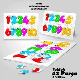Asil Hobi Rakamlar-Renkli Sayılar Yapboz-Ayak Destekli Çerçeveli 42 Parça Puzzle